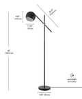 60-Inch Floor Lamp With Matte Black Finish, Brass Pivot, Metal Shade, Inline On Off Foot Switch, Adjustable Arm, 6 Foot Cord