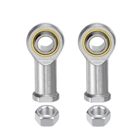 Two Pack Female Rod End Bearings With Five Sixteenths Inch Bore And Five Sixteenths Twenty Four Right Hand Thread Self Lubricating Joint Rod Ends Include Jam Nut For Smooth Flexible Motion In Mechanical Assemblies.
