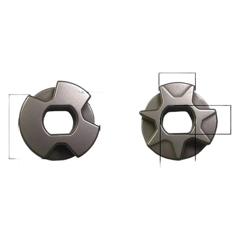 Upgrade Your Saw Game With This Killer 1/4 Inch Carbon Steel Sprocket Featuring 7 Tough Teeth That Grips Chains Like Crazy For Fast Cuts On 4 To 8 Inch Wood Saws Perfect For Any DIY Pro Who Needs A Reliable Replacement Gear For Heavy Duty Wood Cutting. Two metal sprockets showing different designs for wood cutting tools.