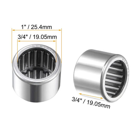 Needle Roller Bearings Drawn Cup Open End With Three Quarter Inch Bore One Inch Outer Diameter And Three Quarter Inch Width