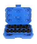 11 Piece Twist Socket Set For Damaged Bolts And Lug Nuts 9mm To 19mm Nut Remover Kit With Punch Rod in blue case