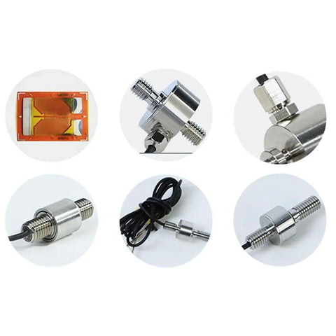 5 Kg Dual Function Tension And Compression Load Cell In Stainless Steel For Testing Machines Robotics Automotive And Industrial Applications Workhorse Force Sensor With High Accuracy And Durable Construction, shown with wiring and threaded ends