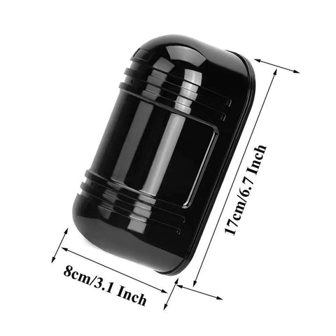 Dual Laser Alarm Beam Sensor For Indoor And Outdoor Security, 300m Range With 60m Infrared Detection, shown with dimensions