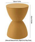 Totally Legit Go To Upgrade Your Living Room Featuring This Premium Hourglass Side Table Doubling As A Round Accent Stool Fully Versatile Dual Sided Plastic Design Built For Chill Vibes Makeup Sessions Or Casual Shoe Changing In Ginger. 11.81 inch diameter, 16.54 inch height.