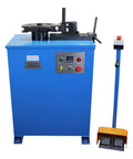 Hardcore Programmable Electric Tube Bender With Smart Plc Auto Manual Toggle 2Hp 220Volt Motor, blue control panel with foot pedal.