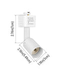 J Type Track Lighting Head To GU10 Base Adapter Lights Pack Of 12, White Finish, Direction Adjustable, dimensions shown