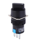 Universal Rotary Changeover Switch 16mm Panel Mount Cam Selector Latching Push Button Switch, front view