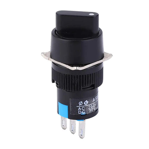 Universal Rotary Changeover Switch 16mm Panel Mount Cam Selector Latching Push Button Switch, front view