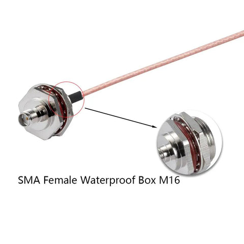 Two Pack SMA Cable Male to Female Waterproof Box M16 6 Inch RG316 RF Low Loss Coaxial Cable connector detail