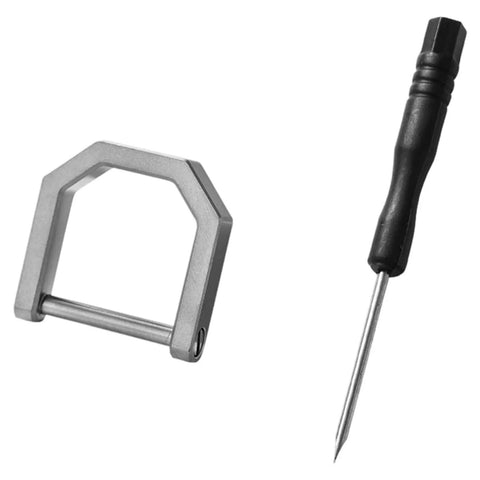 Alloy Miniature Keychain Clip With Detachable Tool Built For On The Go Travel And Camping Essentials Featuring Precision Machined Finish And A Handy Screwdriver Compact Durable Gear Accessory showing clip and tool close-up.