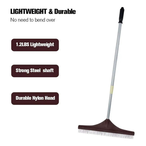 Artificial Turf Rake With Telescopic Steel Handle For Lawn Care, hand rake with durable nylon brush head, strong steel shaft.