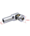 Stainless Steel Free To Cut Length Driveshaft With Universal Joint close-up, showing 9mm output shaft and 12mm U-joint dimensions.