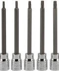 Extra Long Torx Star Bit Socket Set For 3/8 Inch Drive, 7-Piece T10 Through T40, 4-3/8 Inch Shank, Beefy Steel, High Torque Sockets