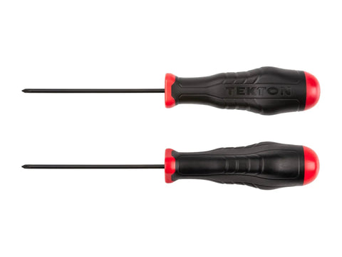 Two Phillips Size 0 High Torque Black Oxide Screwdrivers with Three Sided Grip, steel blades visible, horizontal view.