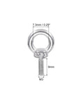 Premium Heavy Duty M3 x 9mm Lifting Shoulder Eye Bolt Set 304 Stainless Steel showing 7.3mm eye and 9mm threaded shaft.