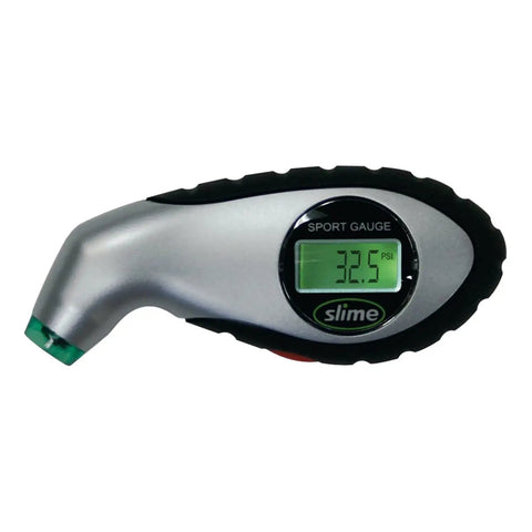 Digital Tire Pressure Gauge With Bright LCD Display And Lighted Tip For Night Checks No Fluff Easy Read 5 To 150 PSI Fast Accurate Readouts Long Battery Life Replacement Battery Ready Great For Cars And SUVs, silver plastic with green LCD