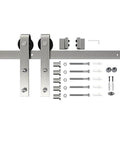6 Ft Brushed Nickel Sliding Barn Door Hardware Kit With Smooth Quiet Hanger Rollers, Flat Track, J Shape Rollers, hardware set