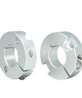 Super Tough Aluminum Alloy Shaft Collar Double Hole Stop Ring For Machinery Set Screw Single Split Clamp, silver pair