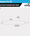 Diagram of Heavy-Duty Pneumatic Storm Door Closer With Adjustable Damping And Hold Open Feature showing dimensions.
