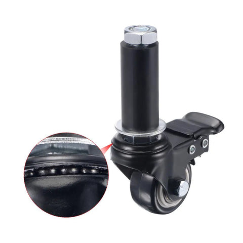 Heavy Duty 4 Pack Swivel Expanding Stem Casters With Firm Brake And Smooth Rolling PVC Wheels Paired With Tough Steel Braces For Quicker Furniture Swap On Tables And Bar Stools In Matte Black