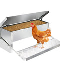 Automatic Treadle Chicken Feeder For Smart Backyard Flocks 11 Pound Capacity Rodent Block Poultry Feeding Trough with chicken