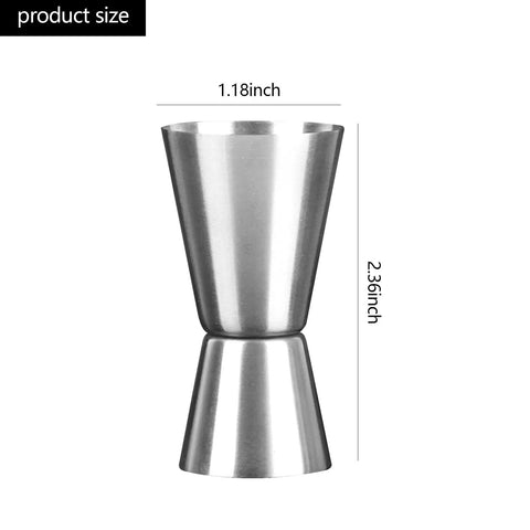 Two Piece Stainless Steel Double Head Measuring Cup 1 Oz 2 Oz Jigger For Cocktails Barware Japanese Style Silver Bar Grade 2.36-inch