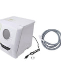 Real Deal Portable Countertop Dishwasher With Foolproof Leak Seal For Dorms Apartments RV Offices Generous Tub Quick Rinse Dry Routine Multiple Options Built Damn Tough, with hose and power cord visible.