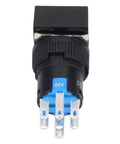 Thinking Process: 24V push button switch with black plastic body and metal terminals, front view