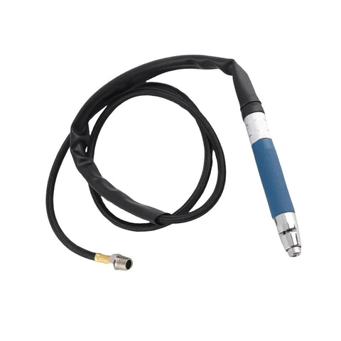 Pencil Die Grinder Air Tool Hits Hard With 70000 RPM And Adjustable Settings For Quick Engraving with black hose and blue grip.
