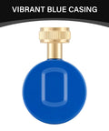 Blue Steel 2-1/2 Inch Water Pressure Gauge 0-200 PSI With 3/4 Inch Hose Thread, hose bib, vibrant blue casing close-up
