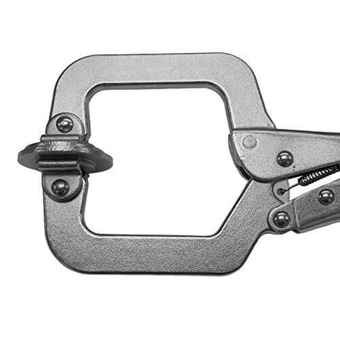 Close-up of 2 inch face clamp from Premium Pocket Hole Jig Bundle With Double Barrel And Single Barrel Jigs, Imperial And Metric Scales.