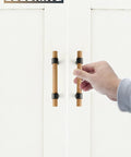Adjustable Wood Cabinet Hardware Handles Pack Of 6 Unfinished DIY Pulls installed on white cabinet doors