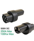 Tesla To Type 2 Adapter Nacs Electric Vehicle Charger Converter solid black charging connector with ports for fast EV charging.