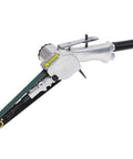 Shop Floor Ready Air Powered Handheld Belt Sander With Stepless Speed Control, featuring a zirconia strip for versatile sanding.