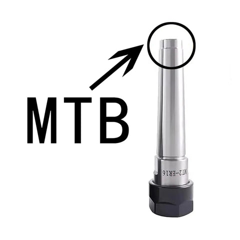 One Pc Cnc Machining Center Er Tool Holder For Lathe Spindle Mtb Taper, silver MTB taper tool holder with hex base shown.