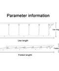 Diagram showing dimensions of Sturdy Bed Assist Rail For Seniors One Hand Folding Bed Guard With Anti Touch Button