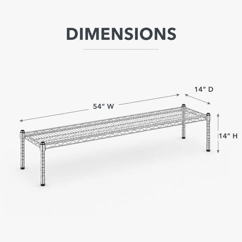 Must Have Heavy Duty Chrome Wire Storage Stand 14 By 54 By 14 Inches NSF Commercial Raised Shelving Unit For Foodservice Kitchens Restaurants Pantries Backrooms Organization And Stockroom Sorting dimensions 54 W x 14 D x 14 H