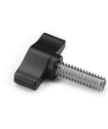 Straight Up Tough Four Pack 1/4x3/4 Inch Thumb Screws With Smooth Turning Matte Black Aluminum Knobs and stainless steel threads.