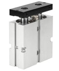 Dual Shaft Pneumatic Air Cylinder 25mm Bore 1in Double Acting With 200mm Stroke, aluminum body, front view