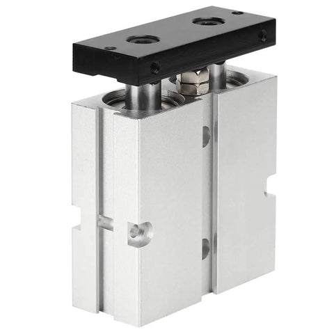 Dual Shaft Pneumatic Air Cylinder 25mm Bore 1in Double Acting With 200mm Stroke, aluminum body, front view