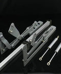 Vertical Swing Cabinet Door Hinge Kit For Upward Lift Systems showing metal parts and 250N springs for kitchen cabinets