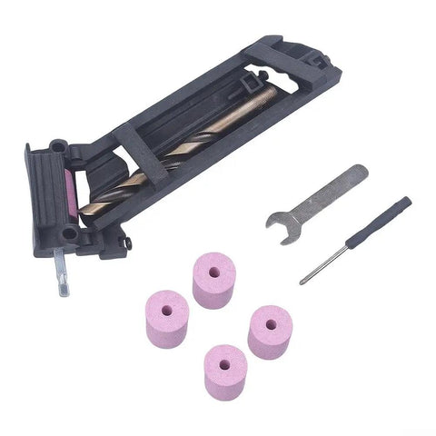 No Nonsense Drill Bit Sharpener Portable Adjustable Angle Grinder Jig For Woodworking And Metal Bits Quick Revival Tool with sharpening wheels.