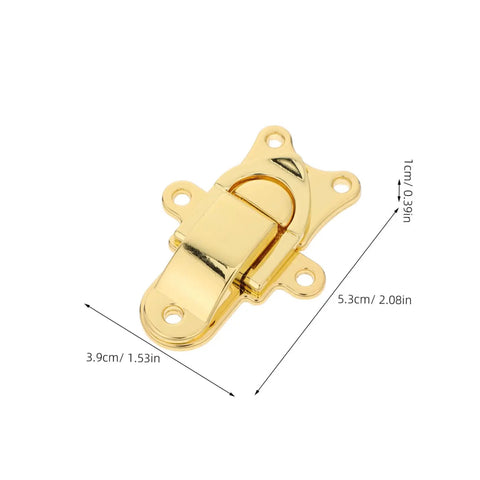 Heavy Duty Vintage Metal Toggle Latch 2 Pcs Zinc Alloy Antique Style Hasps for Steamer Trunks Toolboxes Diy Jewelry Box Repair And Secure Locking Easy Use, gold zinc alloy latch close-up with dimensions.