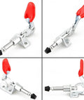 Four Pack Vertical Toggle Clamp Set With Red PVC Handle for Sheet Metal Welding and Electronic Assembly