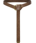 Badass Medieval Leather Belt For Renaissance Cosplay And Hella Cool Pirate Viking Props Featuring Embossed Buckle with adjustable brown strap.