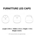 Diagram showing dimensions of Clear Trim To Fit Furniture Leg Protectors With Adjustable Glides PVC Floor Pads