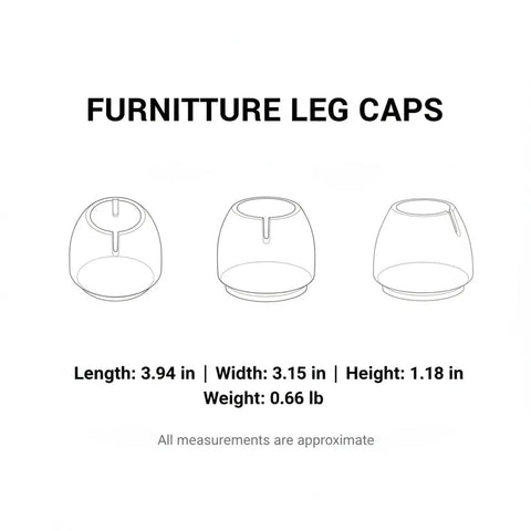 Diagram showing dimensions of Clear Trim To Fit Furniture Leg Protectors With Adjustable Glides PVC Floor Pads