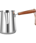 Stainless Steel Milk Warmer And Frother Pot With Wooden Handle Barista Grade Multipurpose Milk Frother Cup For Home Or Cafe 900ml Capacity Great For Latte Art Coffee Tea And Melting Chocolate