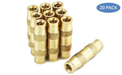 One Quarter Inch Push To Connect Pneumatic Fittings Set Of 20 for Air Hose and Compressor, Brass Construction, 250 PSI Rating