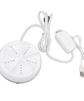Compact Portable Mini Washing Machine With Turbine Tech For Clothes And Dishes Featuring Remote Control And Four Speeds, USB powered control.